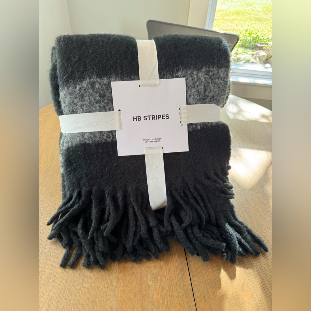 HBC Stripes Black Throw Blanket